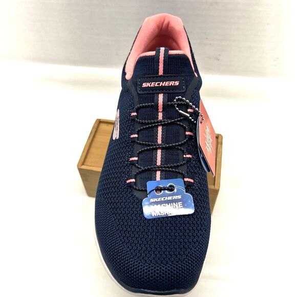 Skechers Summits Cool Classic Slip-On Sneaker Women Sz 9 Wide Fit Navy Pink NEW - Picture 2 of 9